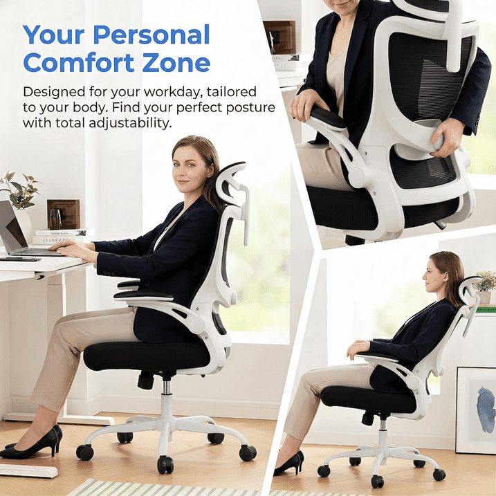 BESTERGO High Back Ergonomic Office Chair with Adjustable Lumbar Support, 2D Headrest, 3D Armrests, Mesh Swivel Desk Chair with Wheels, 300 lbs Capacity