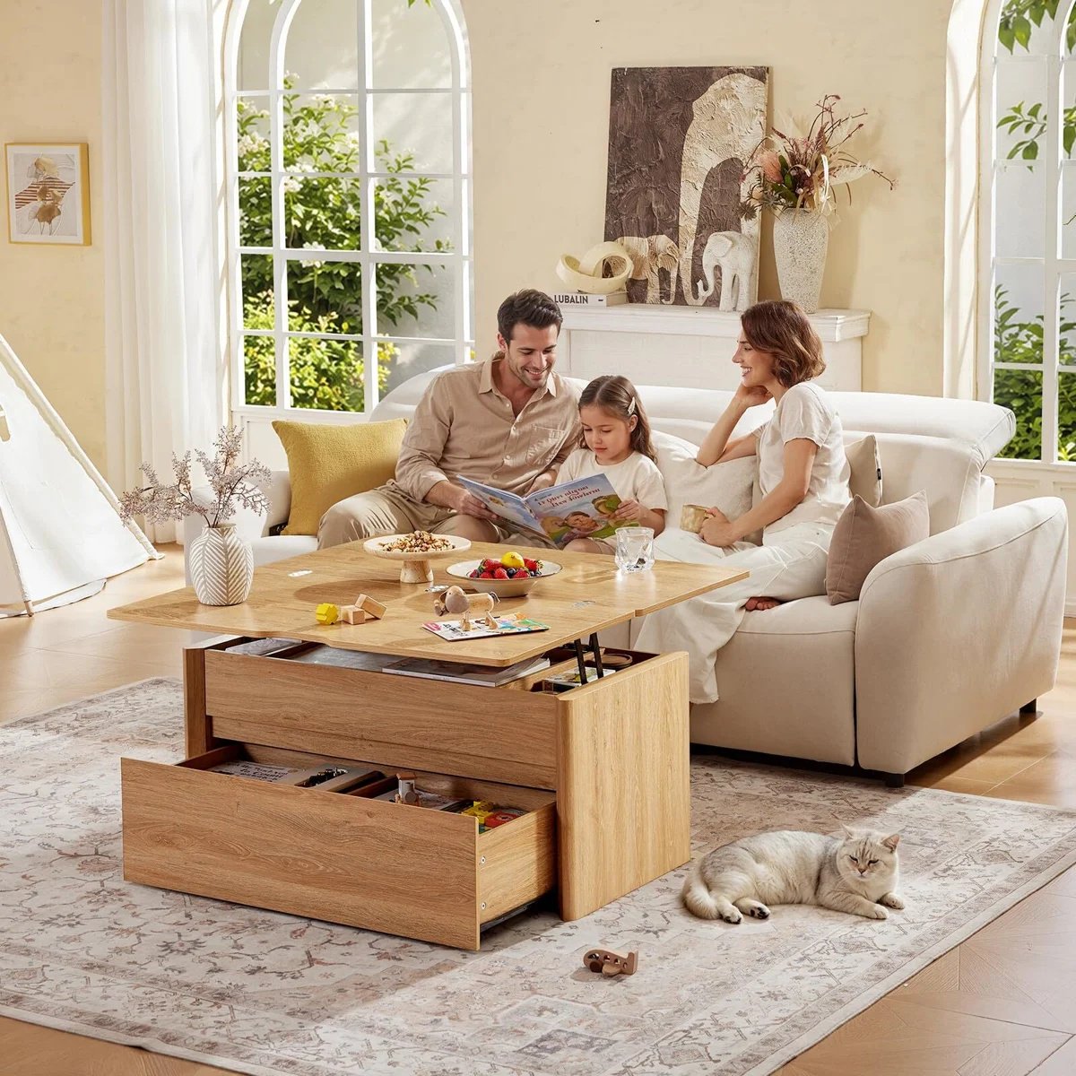 CHITOOMA 41" Lift Top Coffee Table with Storage