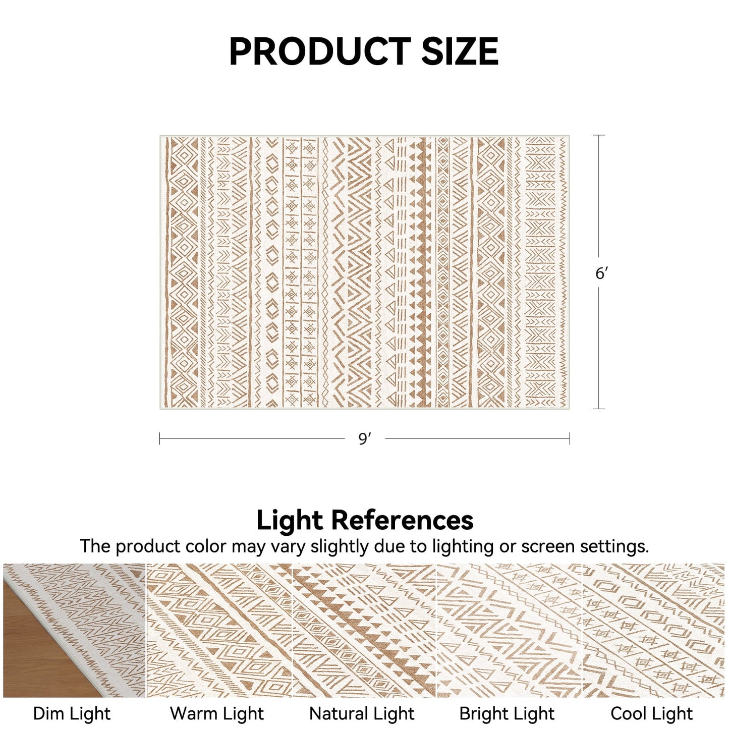 CHITOOMA 6'x9' Area Rugs for Living Room, Washable Rugs Boho Soft Geometric Bohemian Carpet Indoor Rug for Bedroom Dining Room Office Nonslip Foldable Rug
