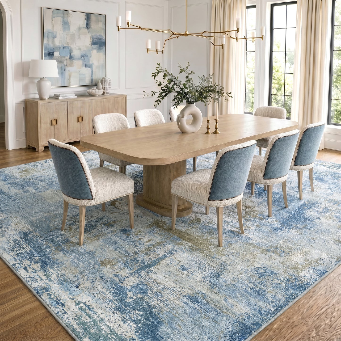 CHITOOMA 8'x10' Area Rugs for Living Room, Machine Washable Abstract Distressed Rugs Indoor Neutral Carpet Rugs for Bedroom Dining Room Office with Non-Slip Backing, Stain Resistant Non-Shed