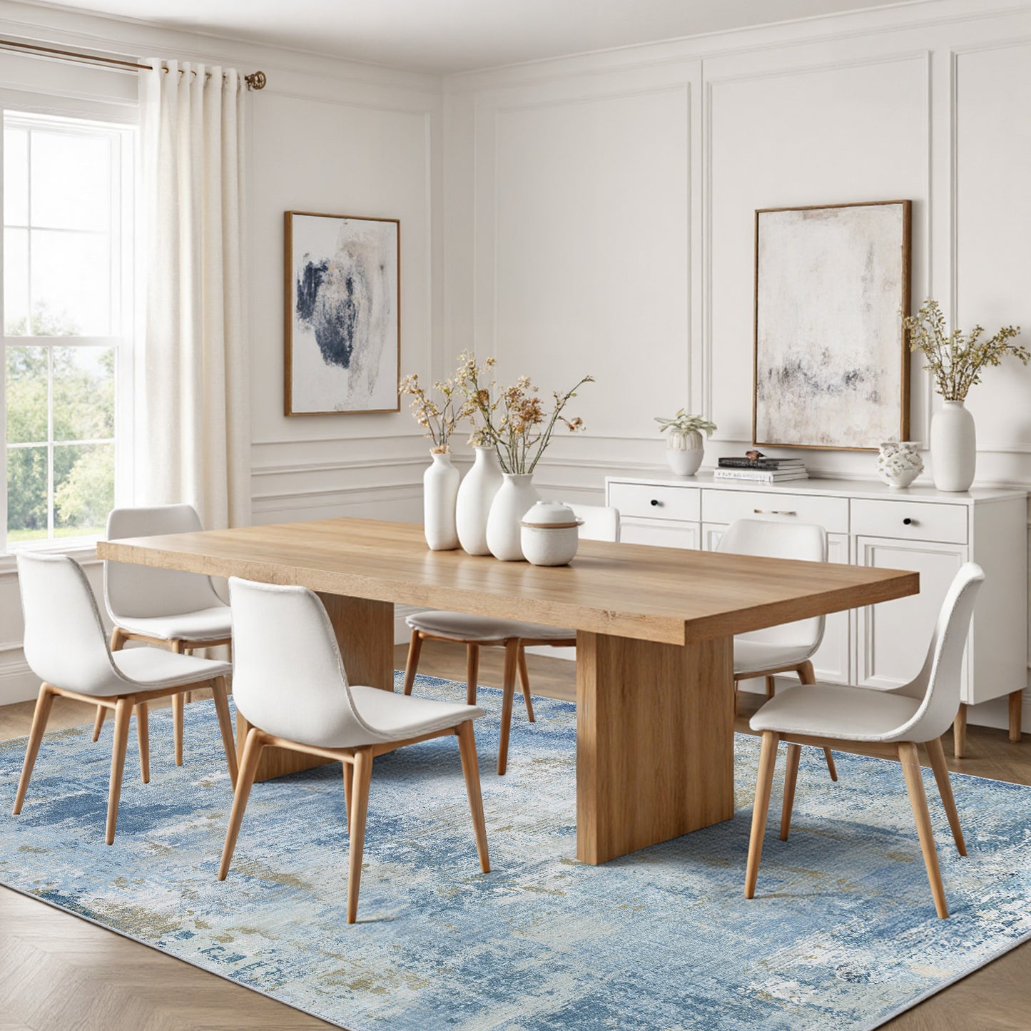 CHITOOMA 8'x10' Area Rugs for Living Room, Machine Washable Rugs for Bedroom Dining Room Dorm Office with Non-Slip Backing, Stain Resistant Non-Shed Carpet