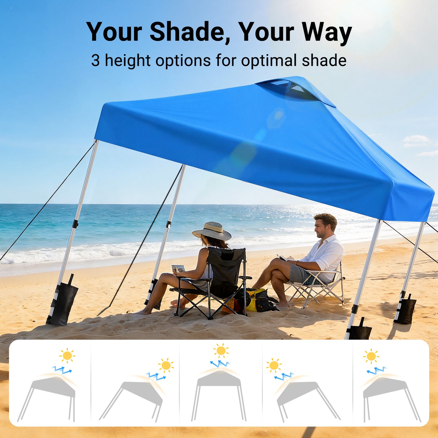 CHITOOMA 10 x 10ft Pop up Canopy Tent, Instant Outdoor Shelter Easy Portable Straight Leg Canopy Tent, Blue