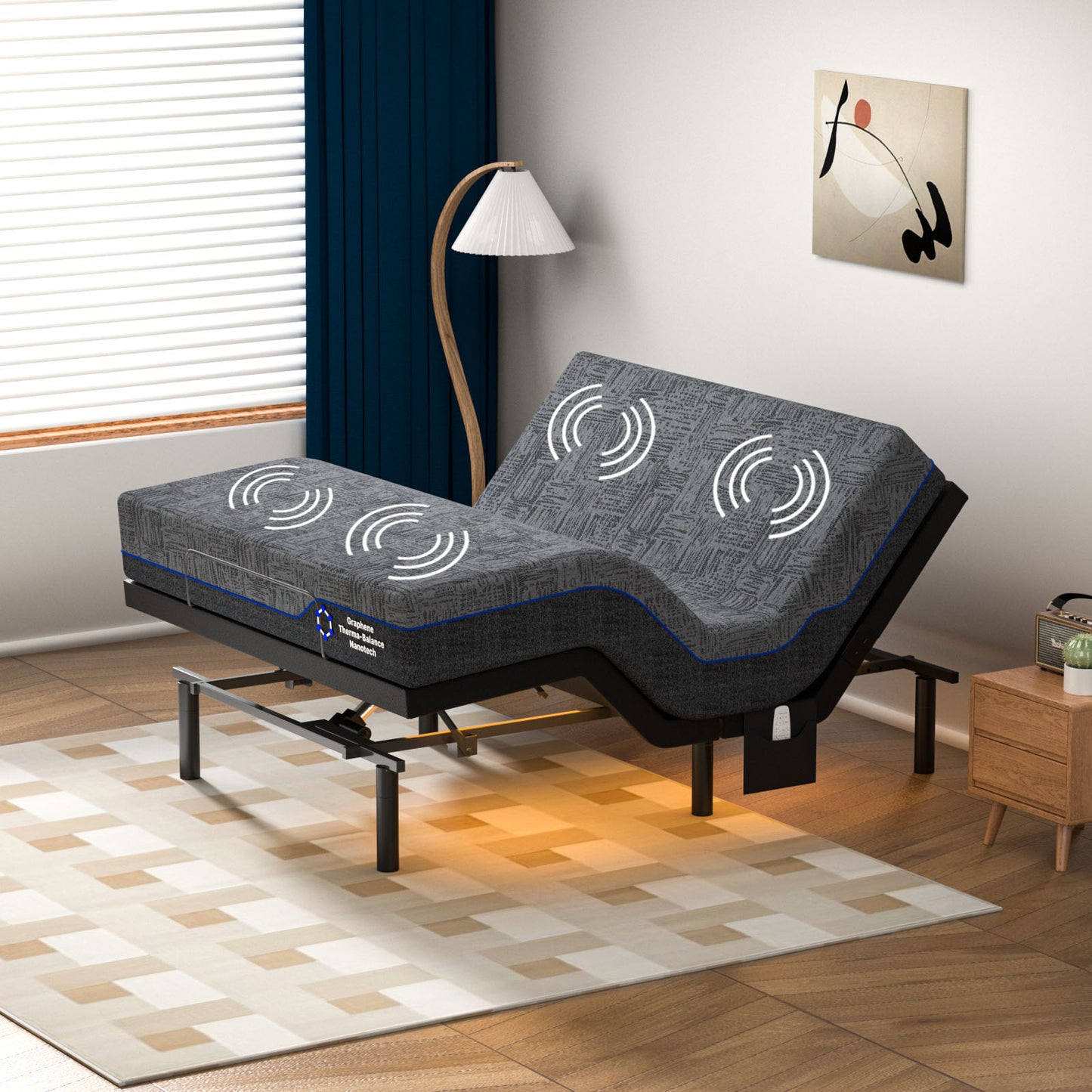 CHITOOMA Electric Adjustable Bed Frame Full with 10 Inch Gel Memory Foam Mattress, Massage with 4 Modes & 3 Intensities,Wireless Remote,Zero Gravity,4 USB Ports & Under-Bed Nightlight,Easy Assembly