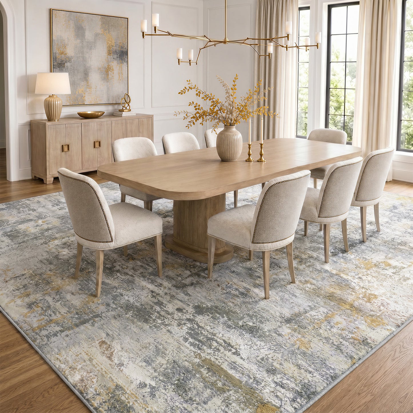 CHITOOMA 5'x7' Area Rugs for Living Room, Machine Washable Rugs for Bedroom Dining Room Dorm Office with Non-Slip Backing, Stain Resistant Non-Shed Carpet