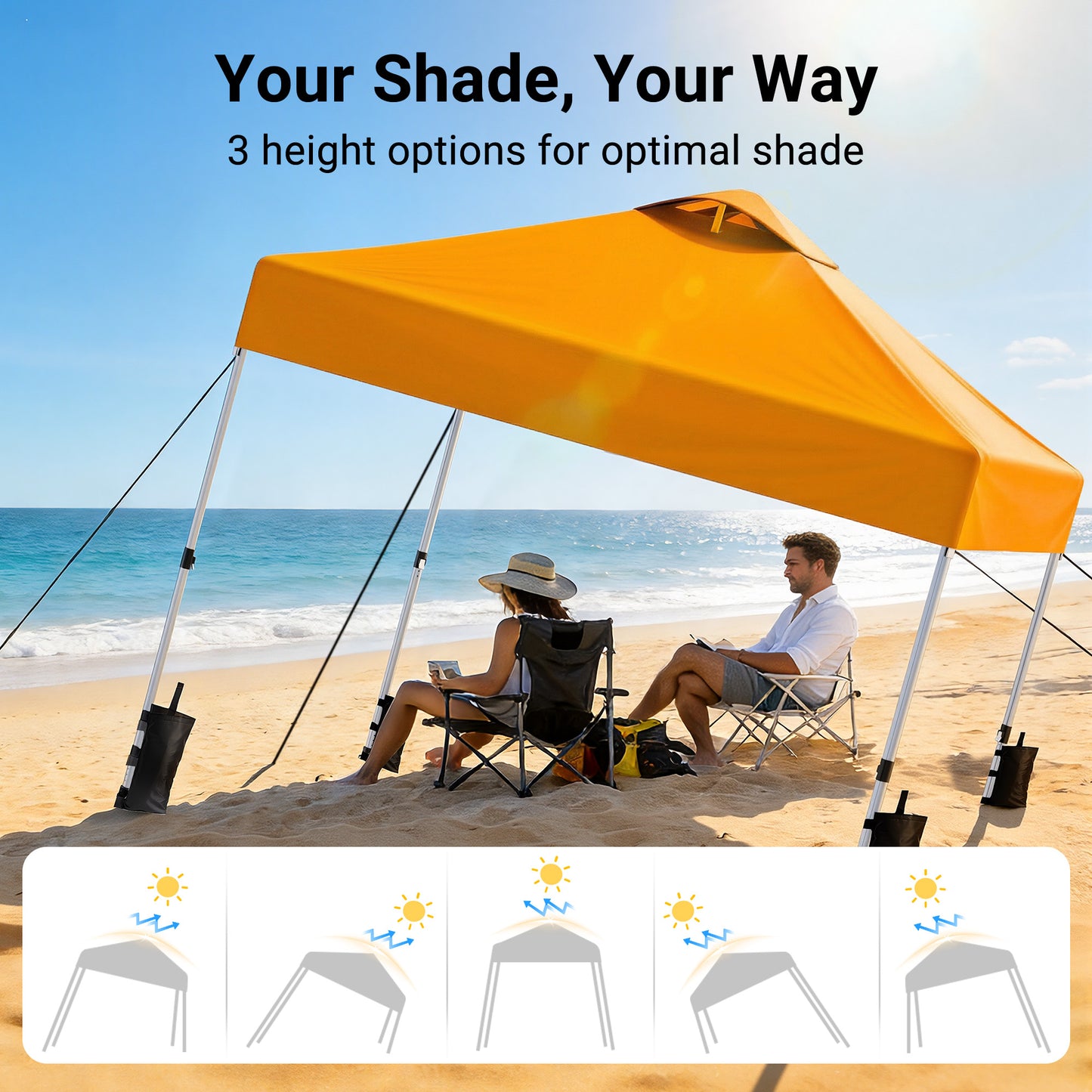 CHITOOMA 10 x 10ft Pop up Canopy Tent, Instant Outdoor Shelter Easy Portable Straight Leg Canopy Tent, Orange