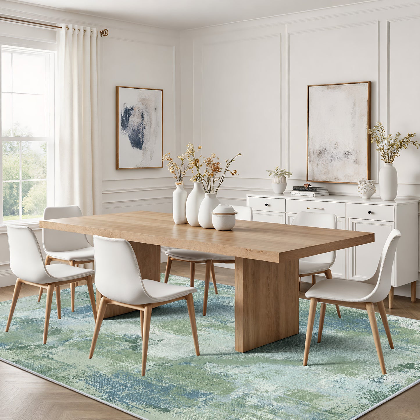 CHITOOMA 8'x10' Area Rugs for Living Room, Machine Washable Rugs for Bedroom Dining Room Dorm Office with Non-Slip Backing, Stain Resistant Non-Shed Carpet