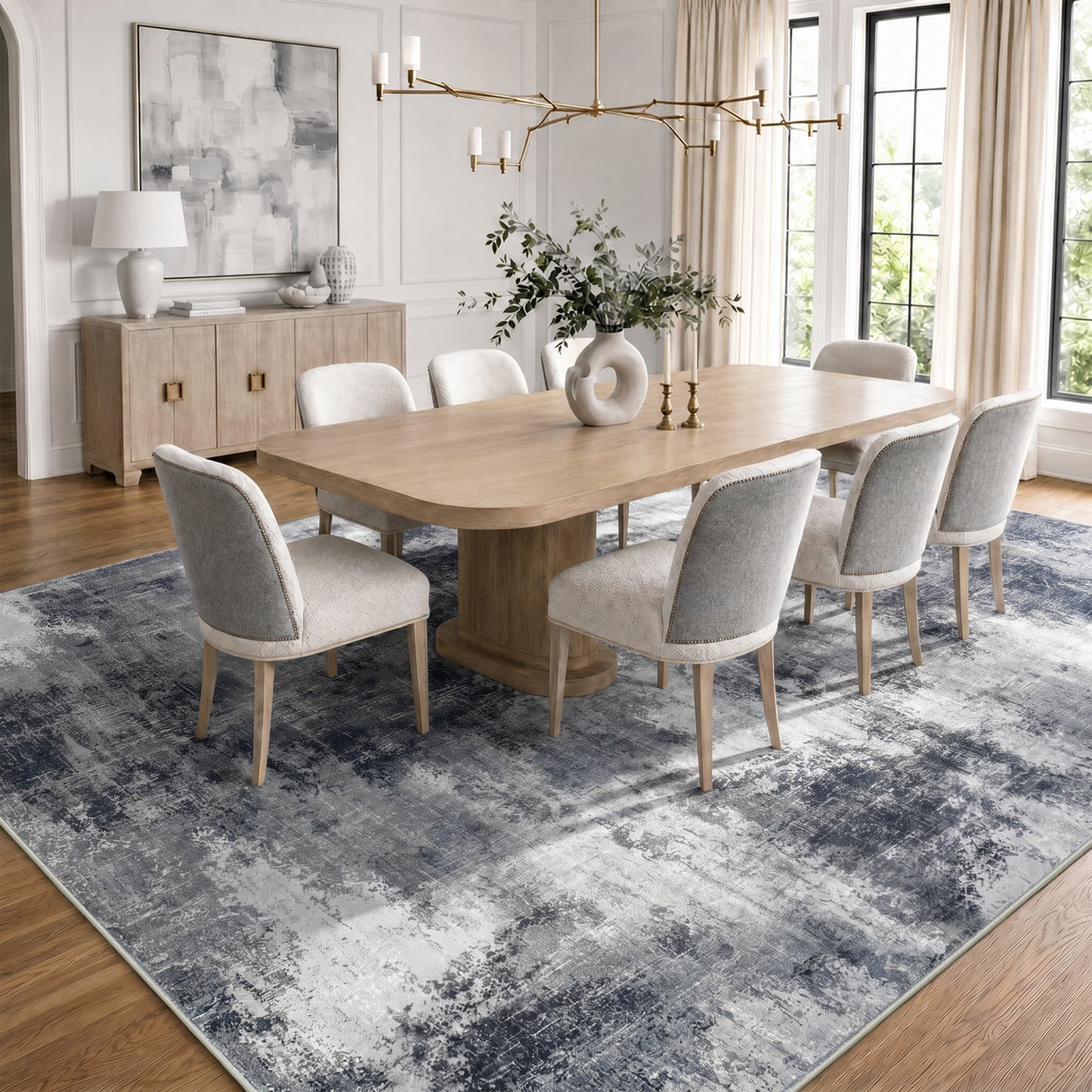 CHITOOMA 8'x10' Area Rugs for Living Room, Machine Washable Abstract Distressed Rugs Indoor Neutral Carpet Rugs for Bedroom Dining Room Office with Non-Slip Backing, Stain Resistant Non-Shed