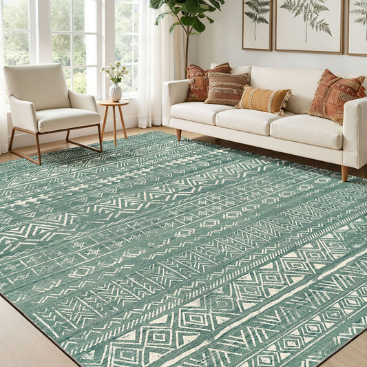 CHITOOMA 5'x7' Area Rugs for Living Room, Washable Rugs Boho Soft Geometric Bohemian Carpet Indoor Rug for Bedroom Dining Room Office Nonslip Foldable Rug