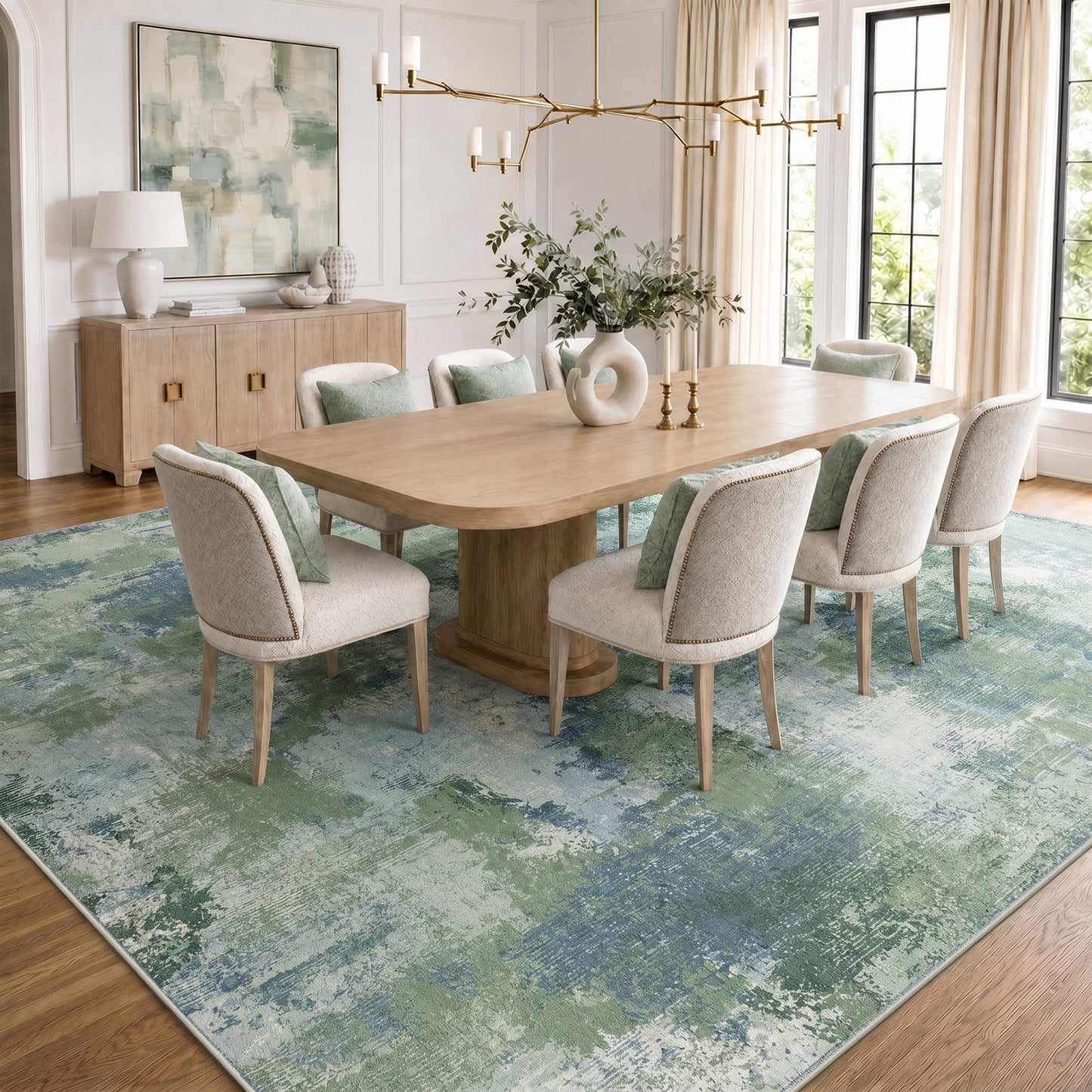 CHITOOMA 6'x9' Area Rugs for Living Room, Machine Washable Abstract Distressed Rugs Indoor Neutral Carpet Rugs for Bedroom Dining Room Office with Non-Slip Backing, Stain Resistant Non-Shed