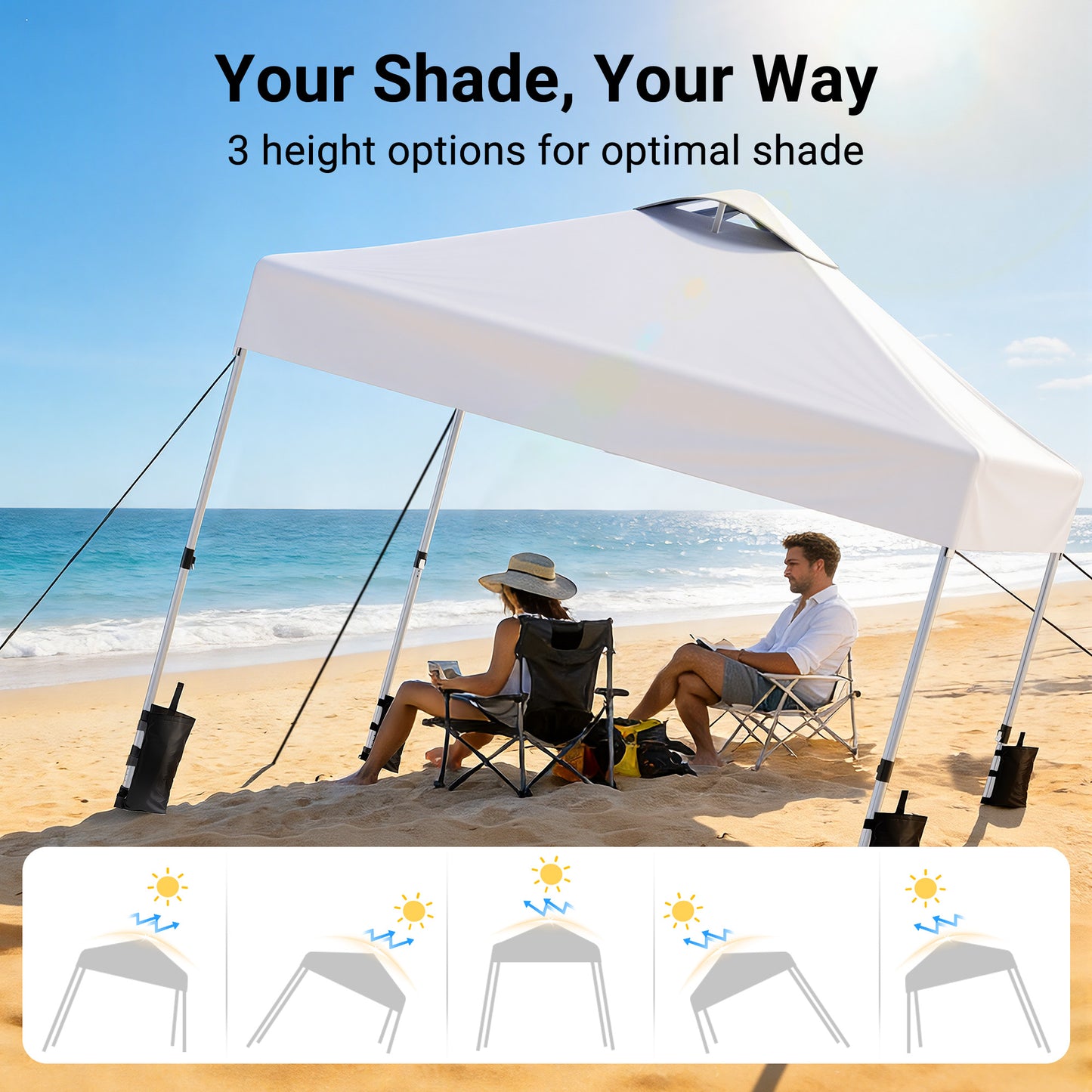 CHITOOMA 10 x 10ft Pop up Canopy Tent, Instant Outdoor Shelter Easy Portable Straight Leg Canopy Tent, White