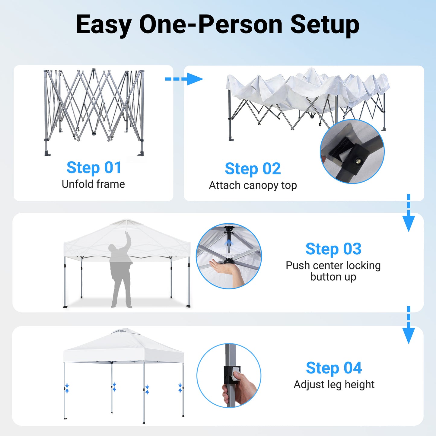 CHITOOMA 10 x 10ft Pop up Canopy Tent, Instant Outdoor Shelter Easy Portable Straight Leg Canopy Tent, White