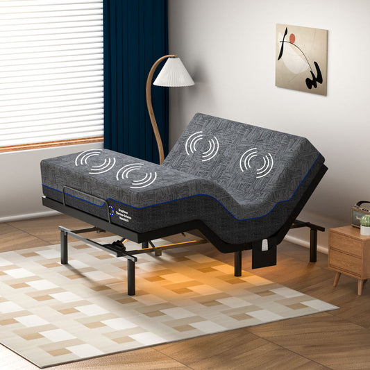 CHITOOMA Queen Electric Adjustable Bed Frame with 12 Inch Gel Memory Foam Mattress, Massage with 4 Modes & 3 Intensities,Wireless Remote,Zero Gravity,4 USB Ports & Under-Bed Nightlight,Easy Assembly