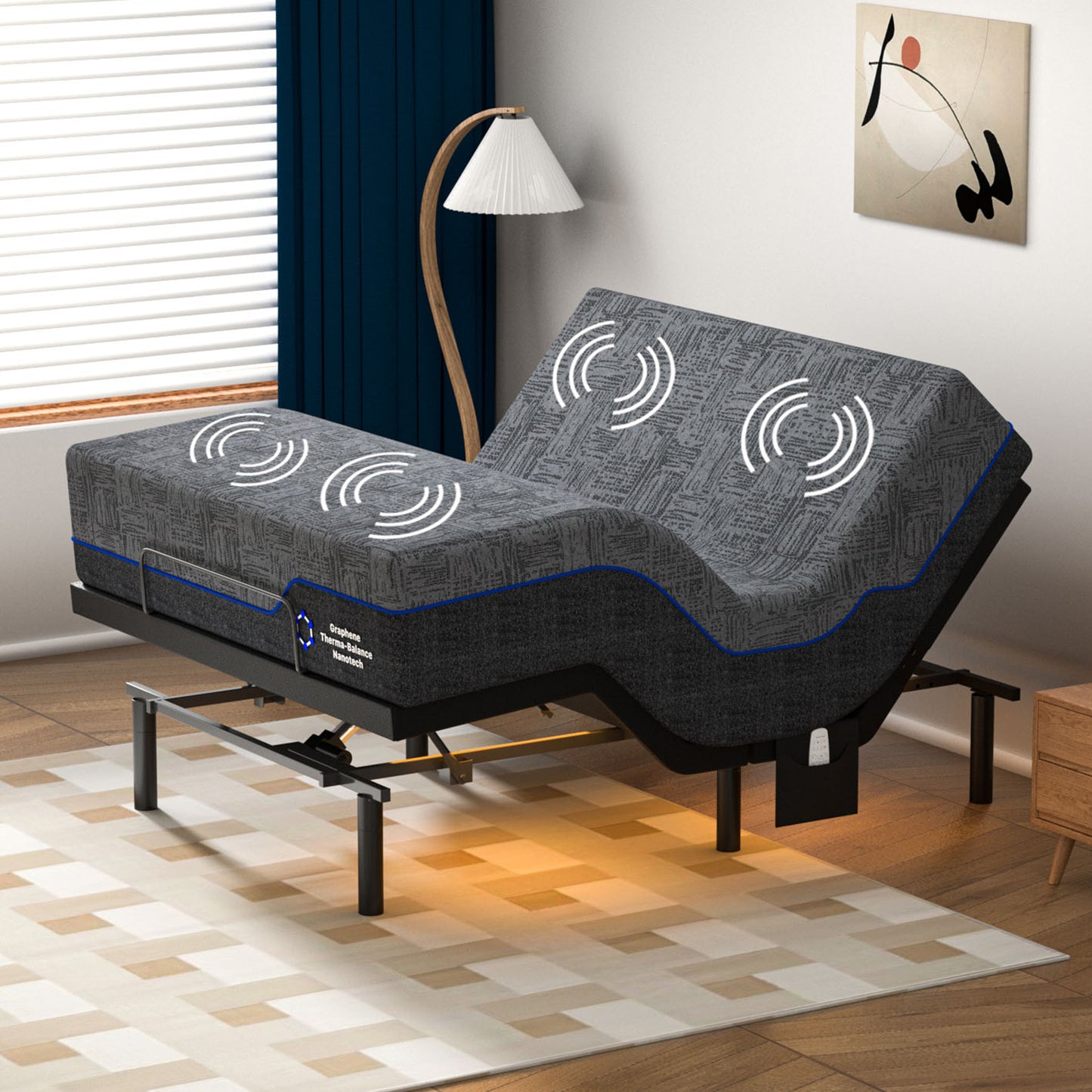 CHITOOMA Queen Electric Adjustable Bed Frame with 14 Inch Gel Memory Foam Mattress, Massage with 4 Modes & 3 Intensities,Wireless Remote,Zero Gravity,4 USB Ports & Under-Bed Nightlight,Easy Assembly