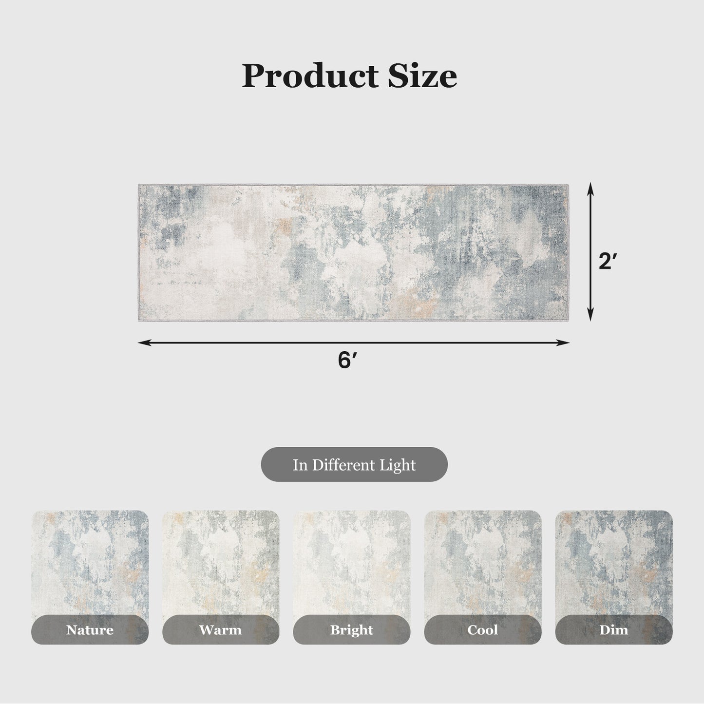 2'x6' Abstract Runner Rug for Hallway, Machine Washable Stain Resistant Non-Shed Carpet, Runner Rug with Non-Slip Backing for Kitchen, Entryway, Bedroom, Laundry, Bathroom