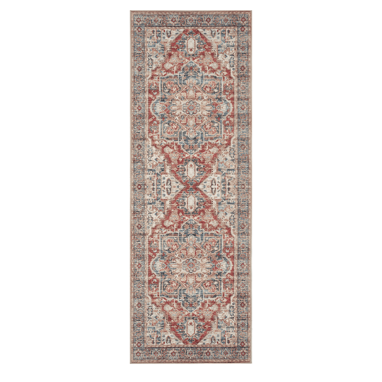 2'x6' Boho Runner Rug for Hallway, Machine Washable Stain Resistant Non-Shed Carpet, Runner Rug with Non-Slip Backing for Kitchen, Entryway, Bedroom, Laundry, Bathroom
