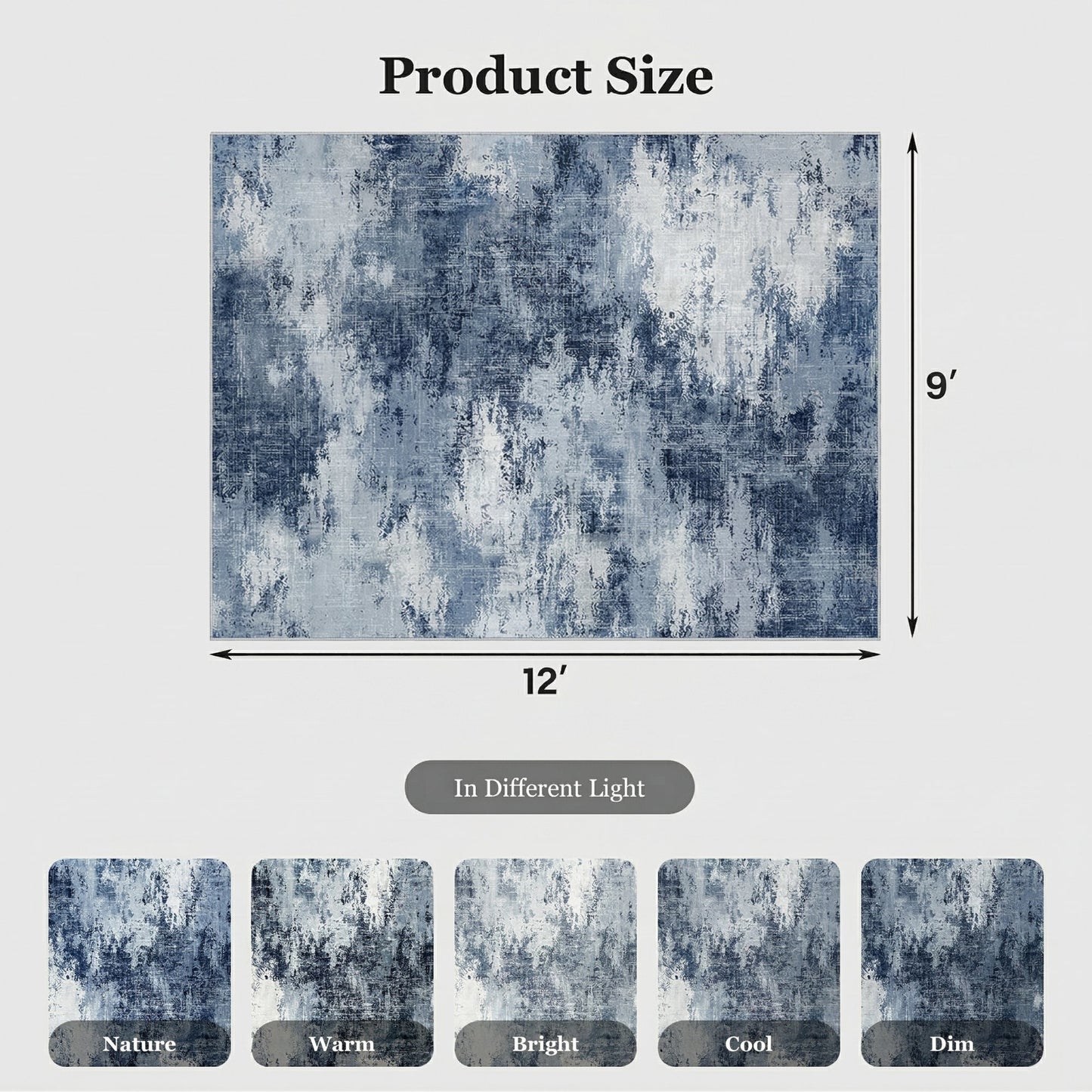 CHITOOMA 9'x12' Area Rugs for Living Room, Machine Washable Abstract Distressed Rugs Indoor Neutral Carpet Rugs for Bedroom Dining Room Office with Non-Slip Backing, Stain Resistant Non-Shed