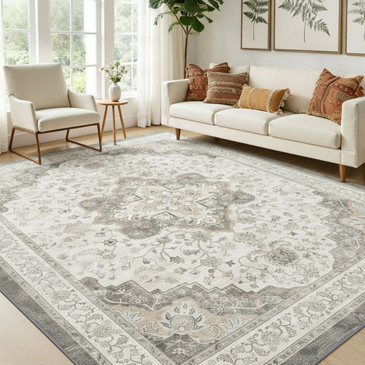 CHITOOMA 5'x7' Area Rugs for Living Room, Soft Vintage Rugs for Bedroom Office Machine Washable Rugs for Dining Room Distressed Non-Slip Carpet