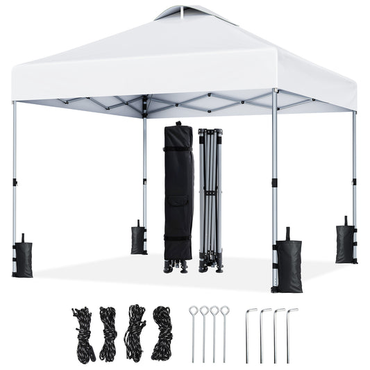 CHITOOMA 10 x 10ft Pop up Canopy Tent, Instant Outdoor Shelter Easy Portable Straight Leg Canopy Tent, White