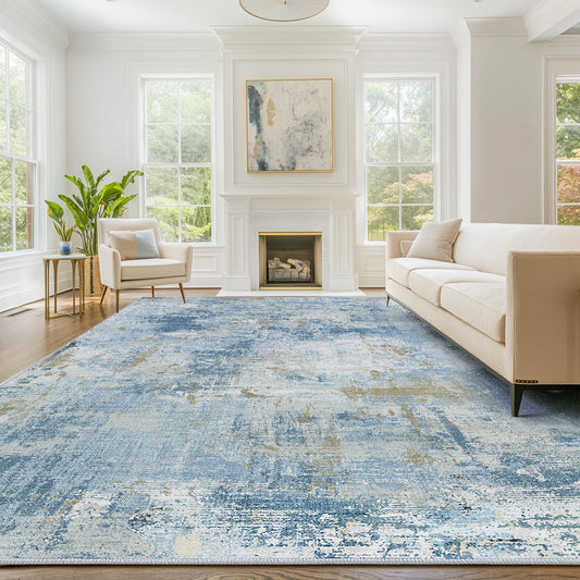 CHITOOMA 8'x10' Area Rugs for Living Room, Machine Washable Rugs for Bedroom Dining Room Dorm Office with Non-Slip Backing, Stain Resistant Non-Shed Carpet
