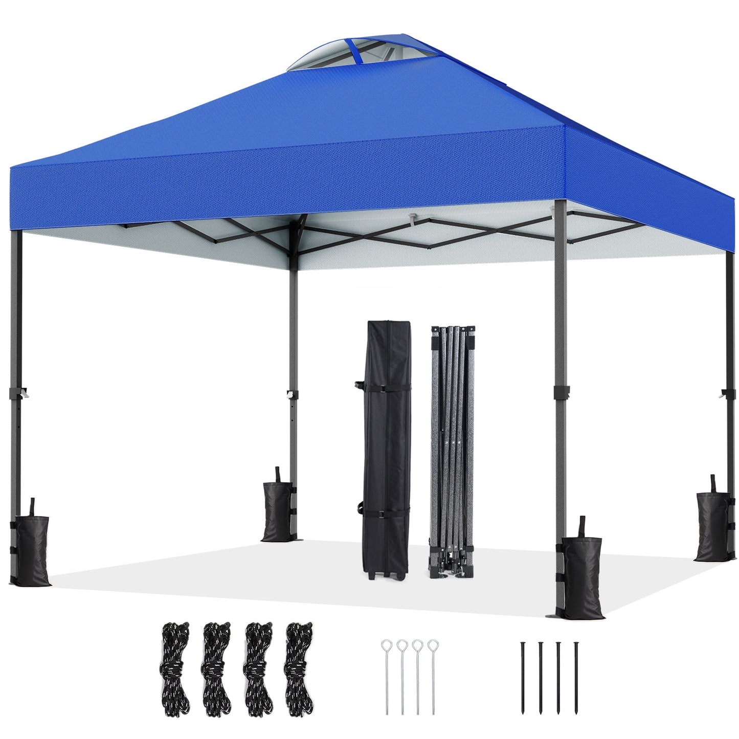 CHITOOMA 10 x 10ft Pop up Canopy Tent, Instant Outdoor Shelter Easy Portable Straight Leg Canopy Tent