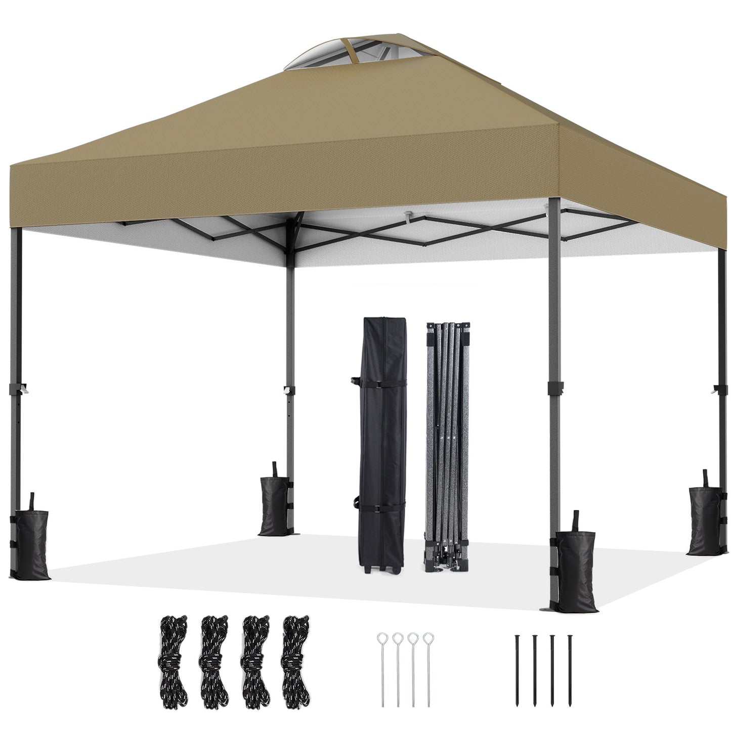 CHITOOMA 10 x 10ft Pop up Canopy Tent, Instant Outdoor Shelter Easy Portable Straight Leg Canopy Tent