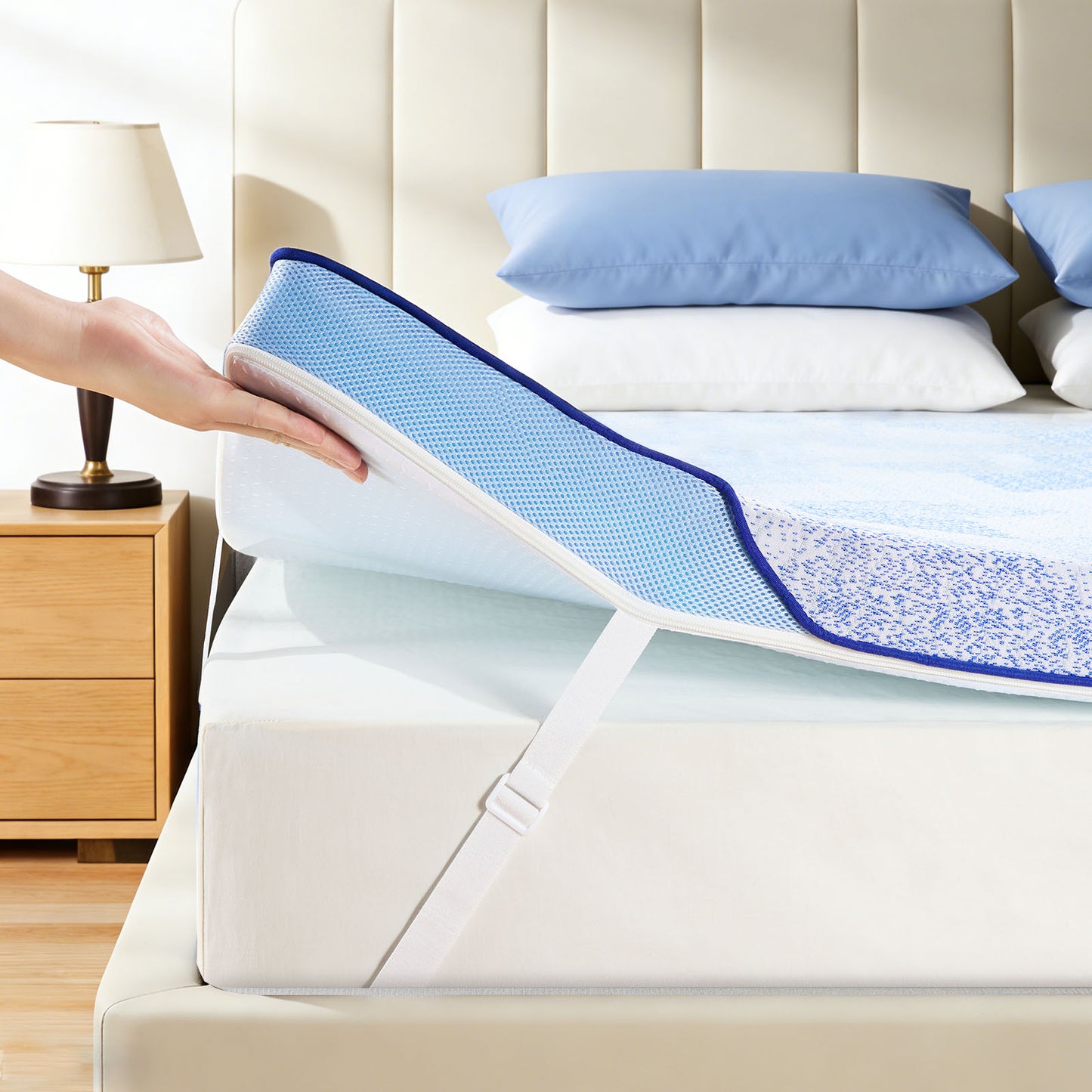 CHITOOMA 3 Inch Queen Mattress Topper,Medium-Firm Support Gel Memory Foam Topper with Removable Cooling Cover,Pressure Relief Bed Topper, CertiPUR-US Certified Foam