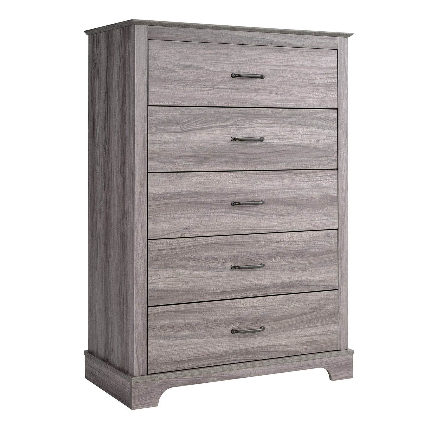 CHITOOMA 5 Drawer Dressers for Bedroom, Adult Tall Wooden Chest of Drawers, Storage Cabine for Living Room Entryway, Gray