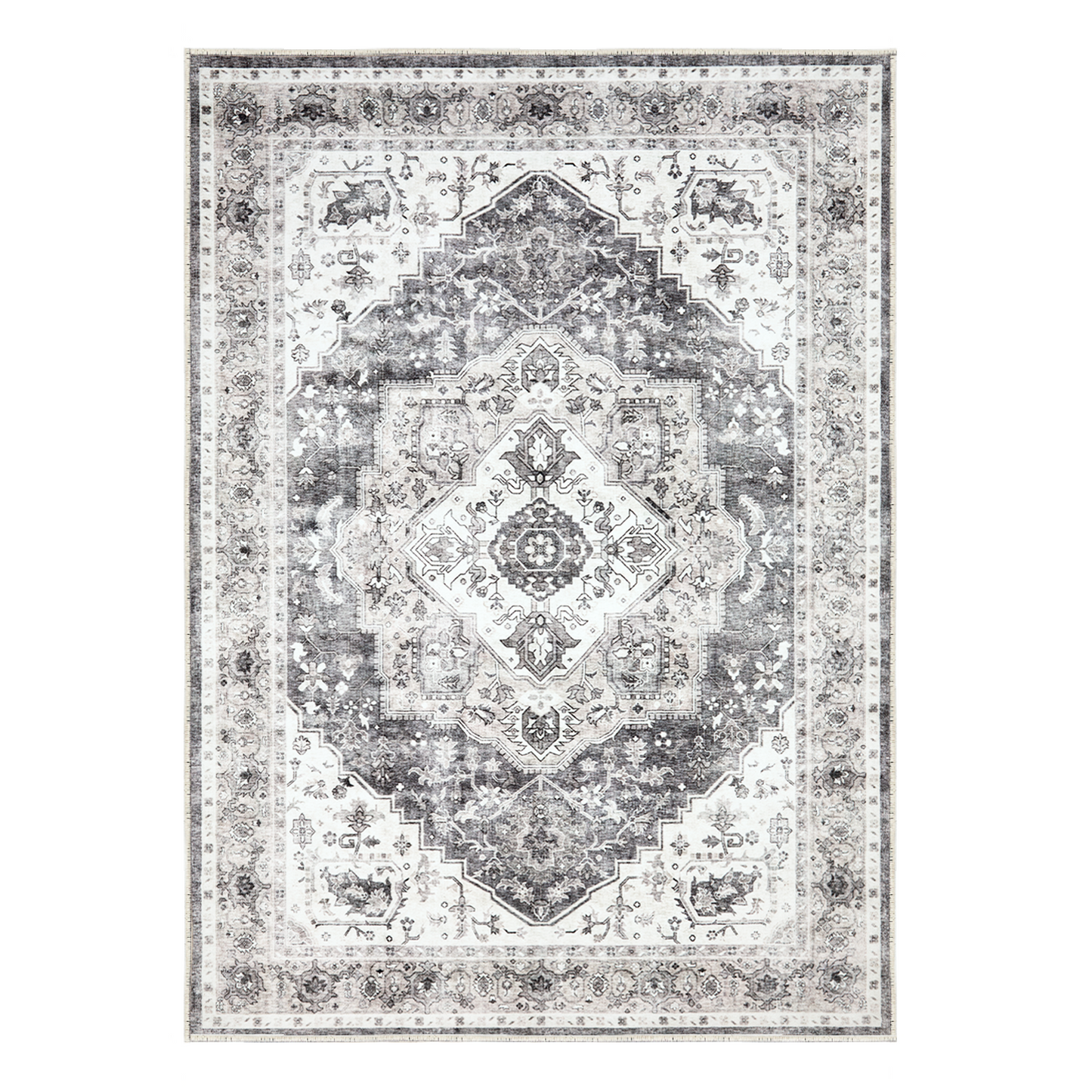 CHITOOMA 9'x12' Machine-washable Area Rugs for Living Room, Boho Area Rugs with Non-Slip Backing, Stain Resistant Non-Shed Carpet for Bedroom, Dining Room, Dorm, Office