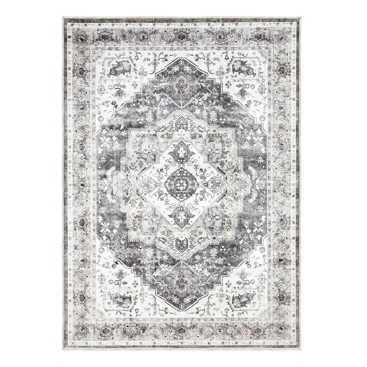 CHITOOMA 8'x10' Machine-washable Area Rugs for Living Room, Boho Area Rugs with Non-Slip Backing, Stain Resistant Non-Shed Carpet for Bedroom, Dining Room, Dorm, Office