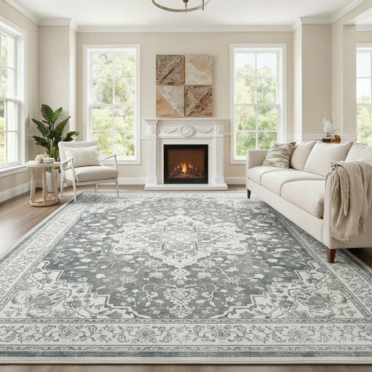 CHITOOMA 8'x10' Area Rugs for Living Room, Soft Vintage Rugs for Bedroom Office Machine Washable Rugs for Dining Room Distressed Non-Slip Carpet