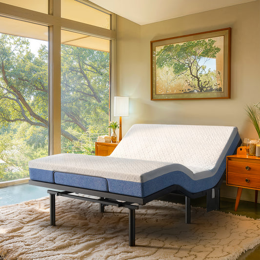 CHITOOMA Electric Adjustable Bed Frame Split King with Wireless Remote, Zero Gravity, Individually Tilting Head & Foot, 4 Height Options, Under-Bed Nightlight, 3 Minutes Fast Assembly
