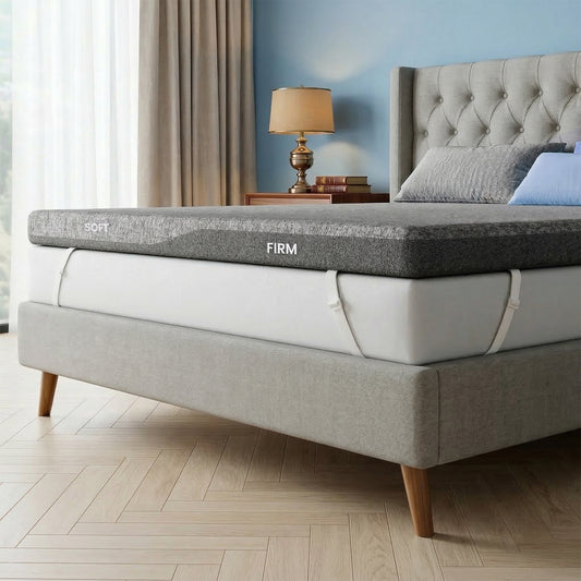 CHITOOMA 3 Inch Dual Firmness California King Memory Foam Mattress Topper with Split Soft & Firm Zones, Gel Infused Foam Mattress Topper for Pressure Relief, CertiPUR-US
