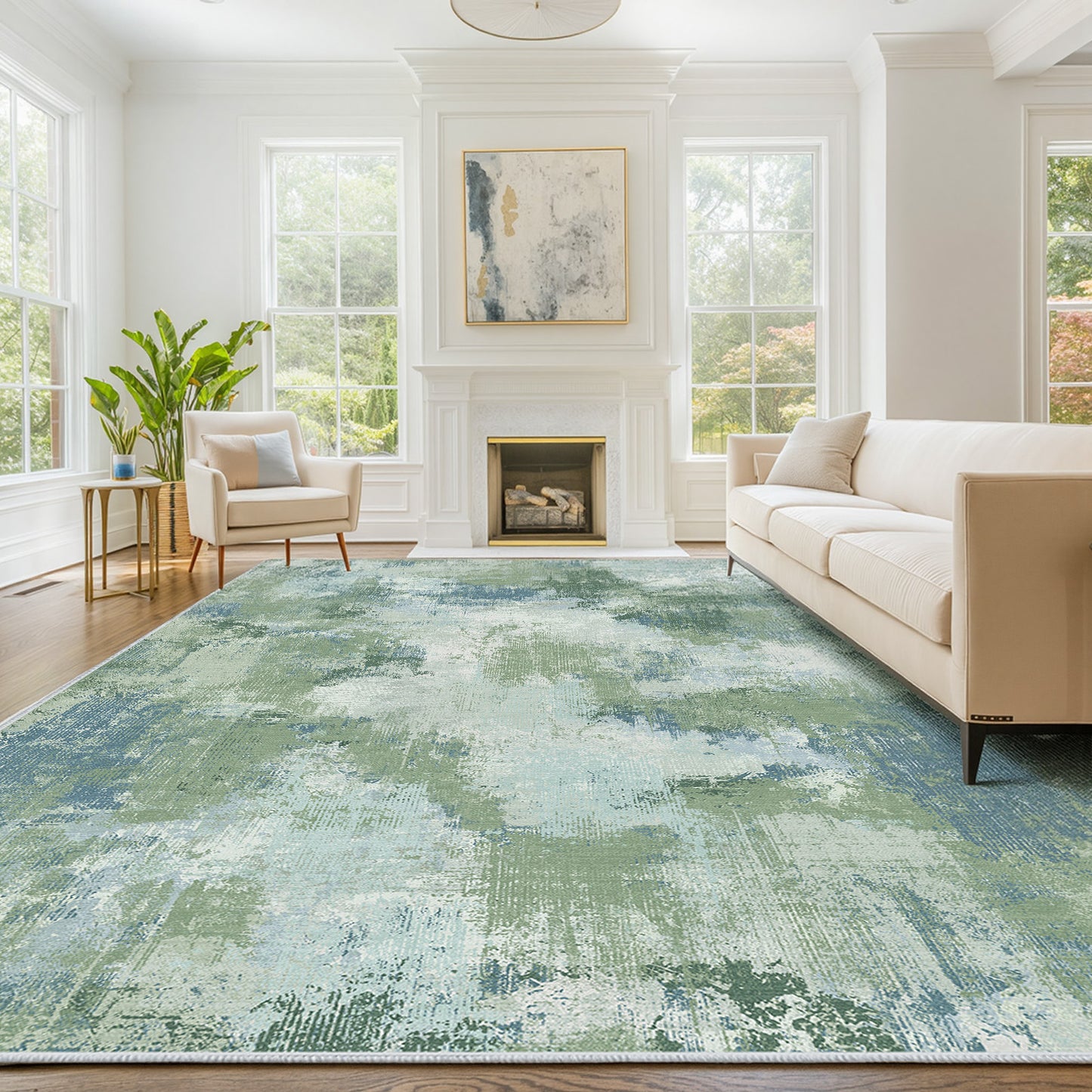 CHITOOMA 8'x10' Area Rugs for Living Room, Machine Washable Rugs for Bedroom Dining Room Dorm Office with Non-Slip Backing, Stain Resistant Non-Shed Carpet