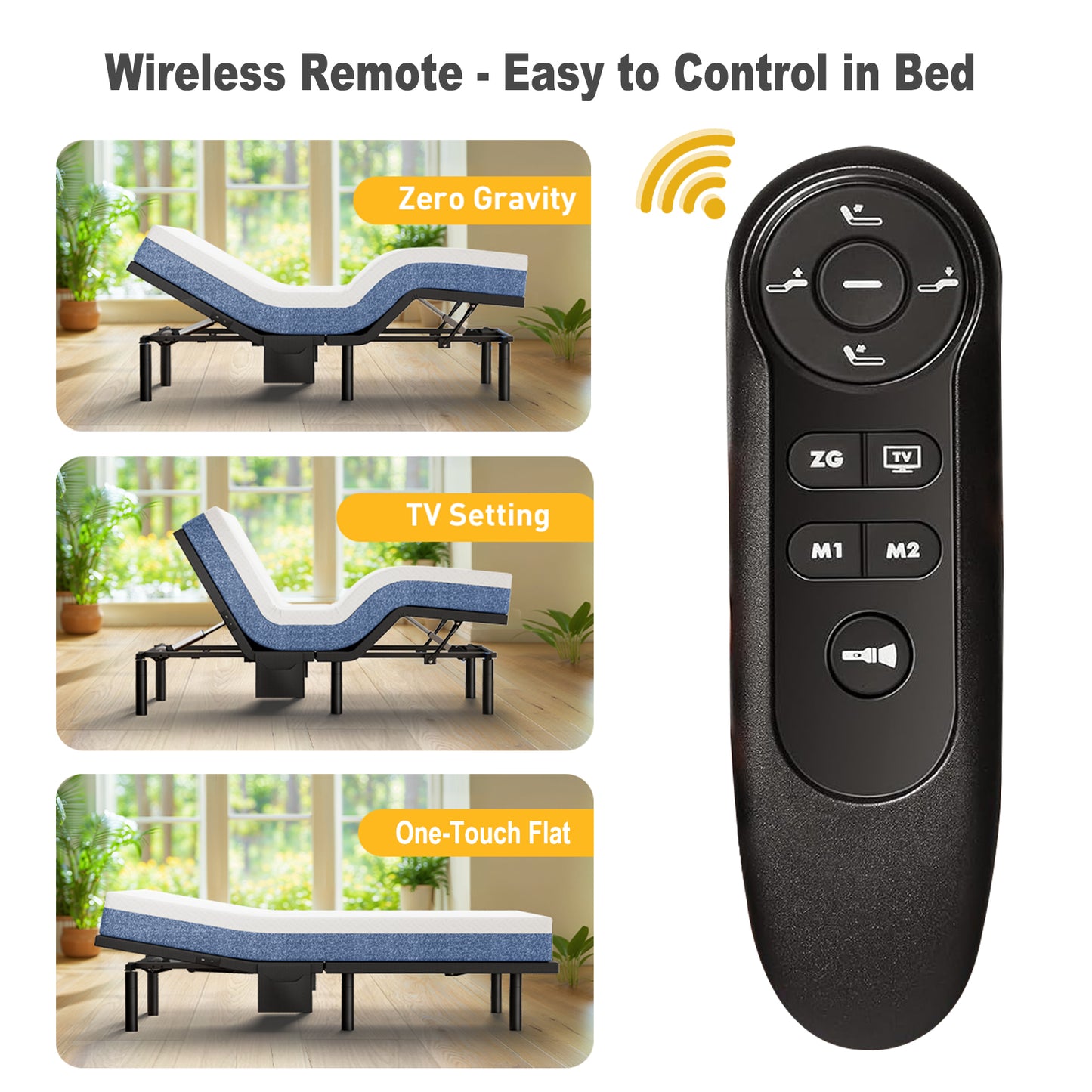 CHITOOMA Electric Adjustable Bed Frame Full with Wireless Remote, Zero Gravity, Individually Tilting Head & Foot, 4 USB Ports, Under-Bed Nightlight, 3 Minutes Fast Assembly