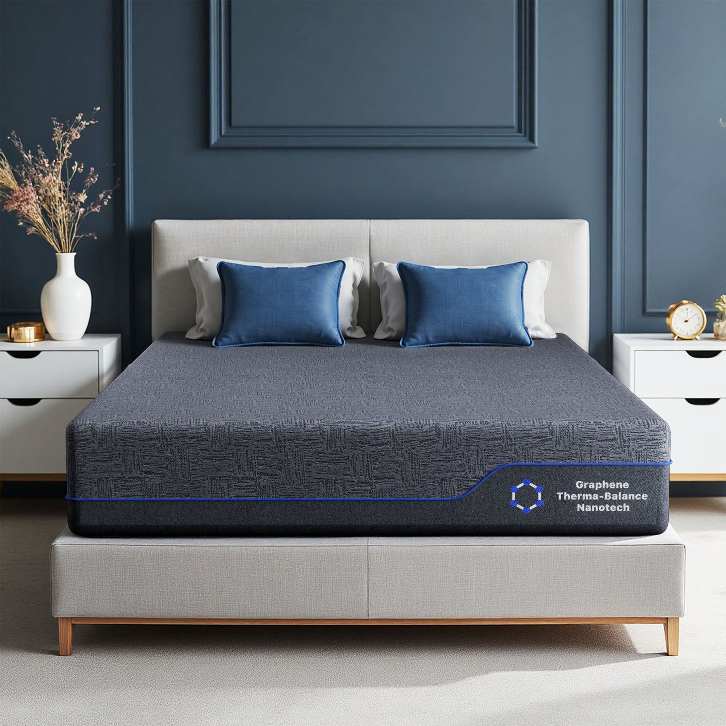CHITOOMA 10 Inch Twin Memory Foam Mattress, Gel-Infused Triple-Layer Bed with Graphene Fabric Cover, Medium-Firm Plus Support, Pressure Relief & Motion Isolation, Mattress in a Box
