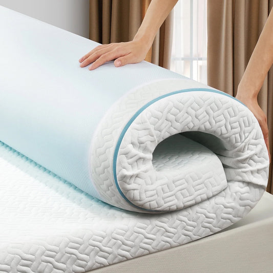 3 inch Non-Slip Design Gel Memory Foam Mattress Topper with Removable & Washable Cover for Cooling Sleep,Pressure Relief ,CertiPUR-US Certified - Queen
