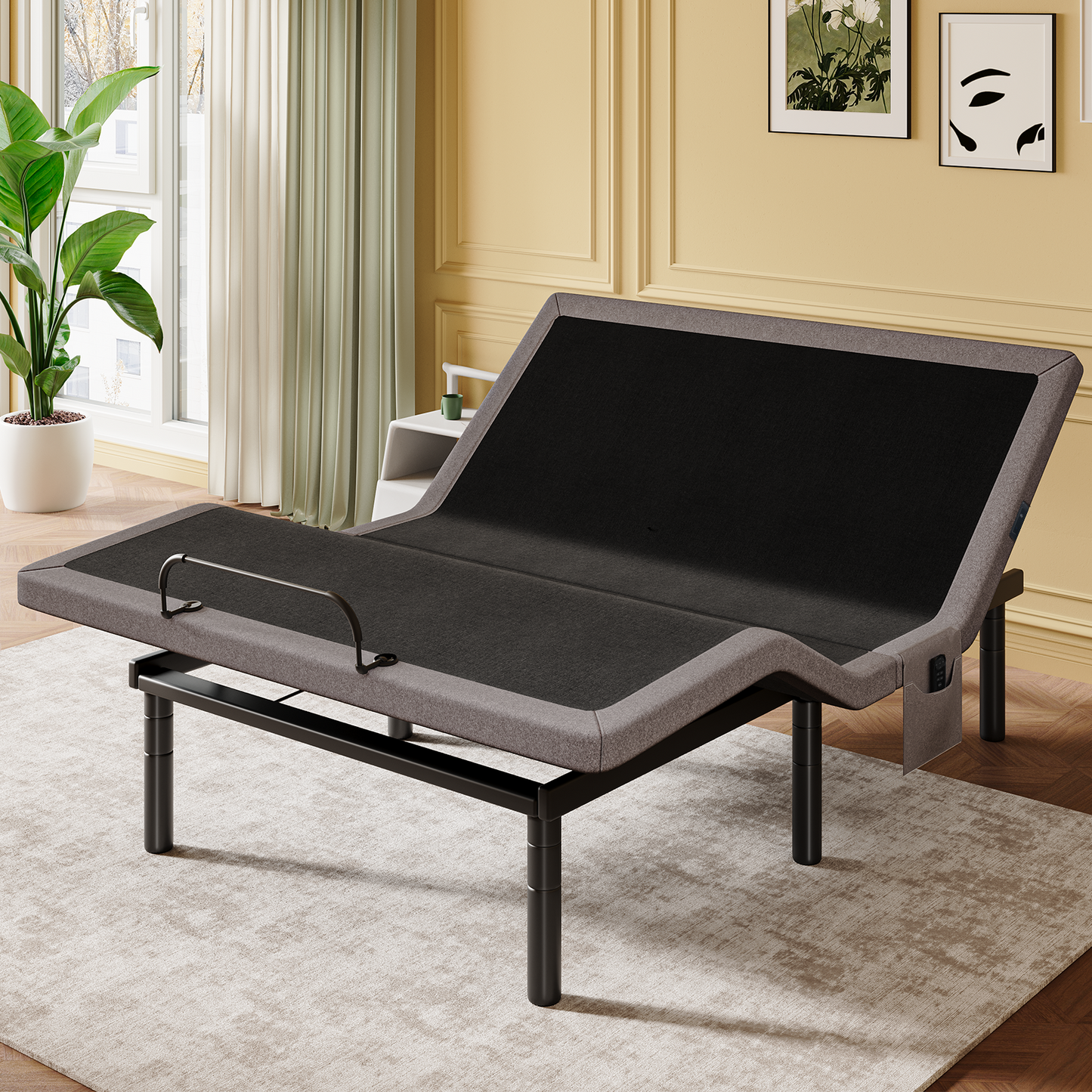 CHITOOMA Electric Adjustable Bed Frame Queen, Zero-Clearance with Wireless Remote, Zero Gravity, Individually Tilting Head & Foot, 4 USB Ports, Under-Bed Nightlight
