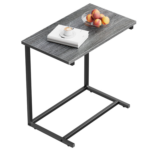 C Shaped End Table,Side Table TV Tray Table for Sofa,Couch Table,metal frame for Bedroom(Grey)