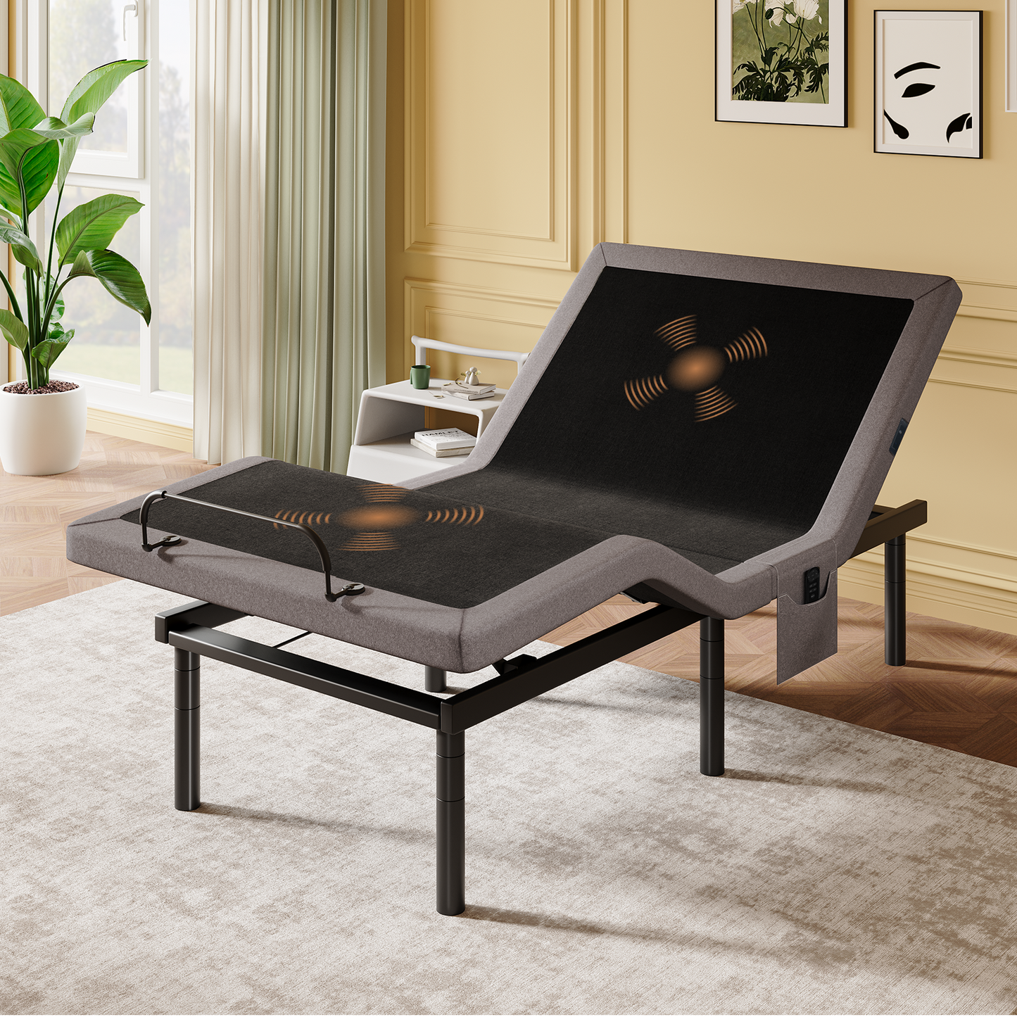 CHITOOMA Twin XL Adjustable Massage Bed Frame + 14" Gel Memory Foam Mattress, Zero-Clearance Electric Bed with Wireless Remote, Graphene Fabric Cover, Pressure Relief, Mattress in a Box