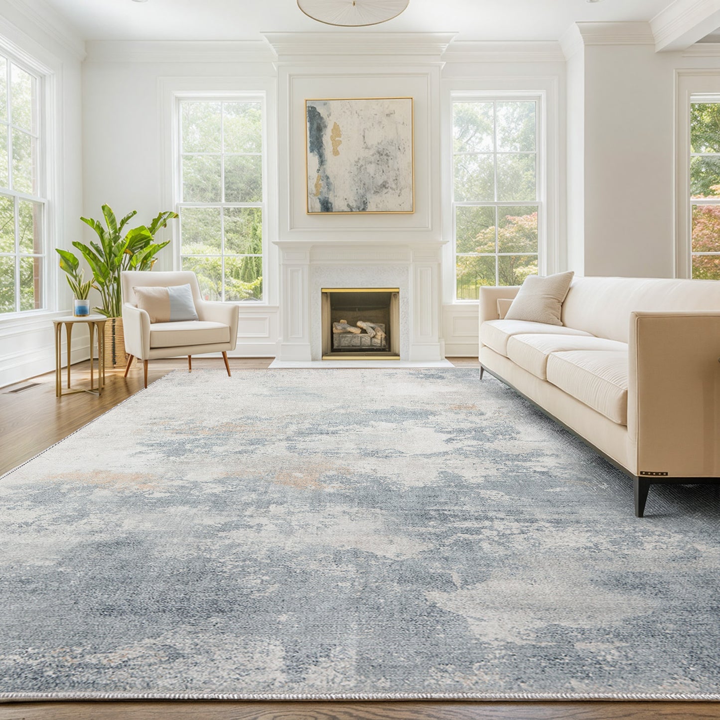 8'x10' Abstract Area Rugs for Living Room, Machine Washable Area Rug with Non-Slip Backing, Stain Resistant Non-Shed Carpet for Bedroom, Dining Room, Dorm, Office