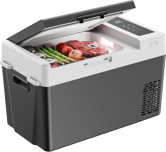 CHITOOMA 12 Volt Car Refrigerator, 25QT Electric Cooler, Portable Freezer Compressor Cooler -4℉~68℉, 12/24V DC & 110-240V AC for Travel Camping Truck Home