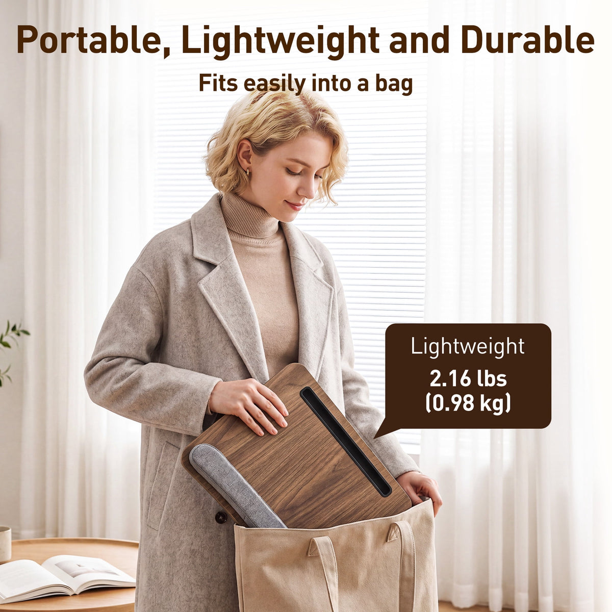Laptop Lap Desk,Portable Lap Desk with Pillow Cushion,15.6 inch Laptop Desk for Home Office Students Use as Computer Laptop Stand, Book Tablet