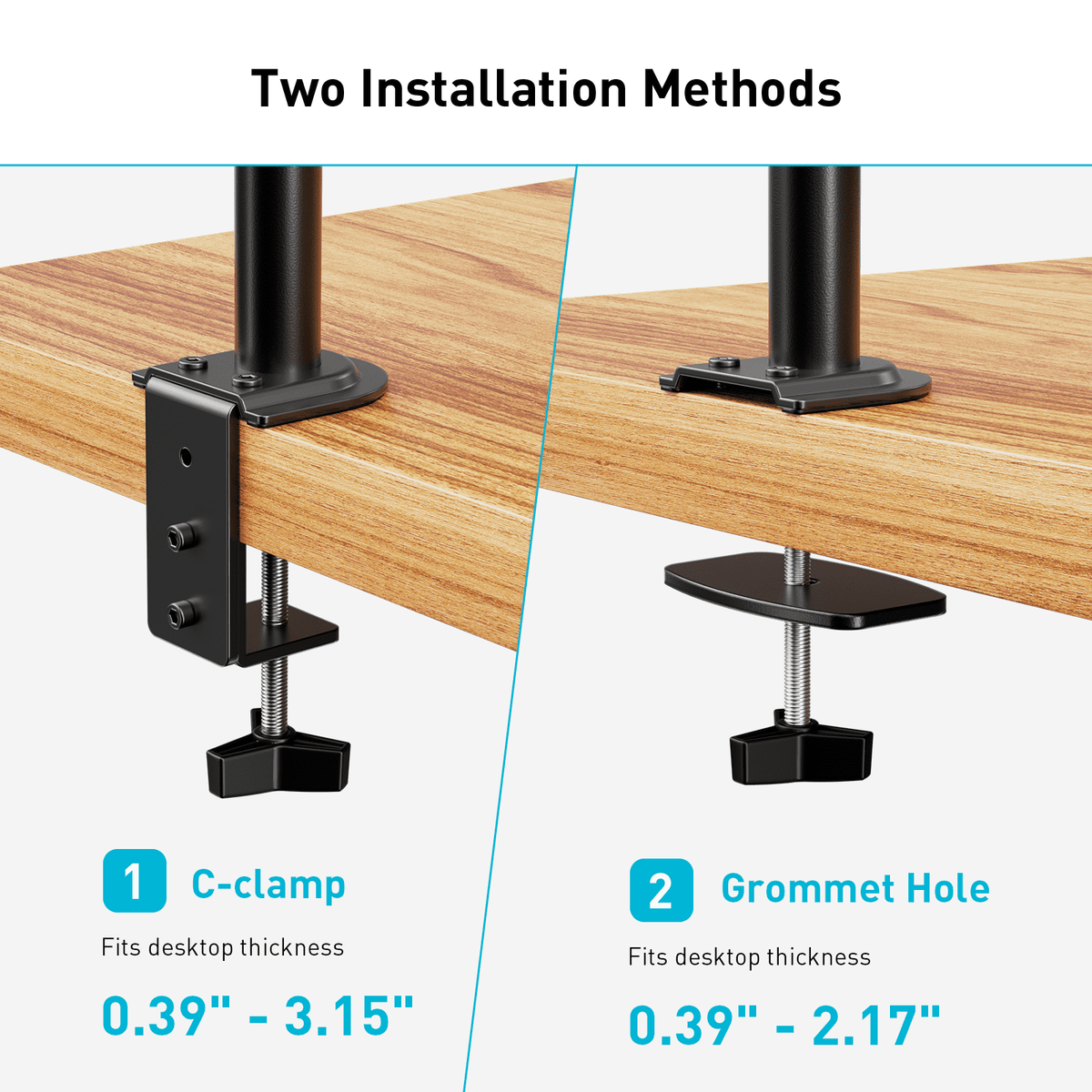 Dual Monitor Stand for 13 to 32 Inch Screens, Desk Mount with C-Clamp, Each Arm Holds 17.6 lbs, Double Monitor Mount Full Motion Adjustability for Height, Swivel, Tilt, and Rotation, Max 100x100mm