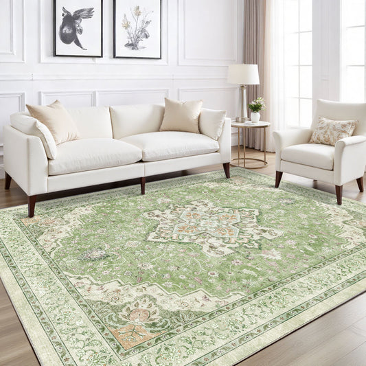 CHITOOMA 5'x7' Area Rugs for Living Room, Washable Rugs Vintage Soft Living Room Rug for Bedroom Dining Room Dorm Office with Non-Slip Backing, Stain Resistant Non-Shed Carpet