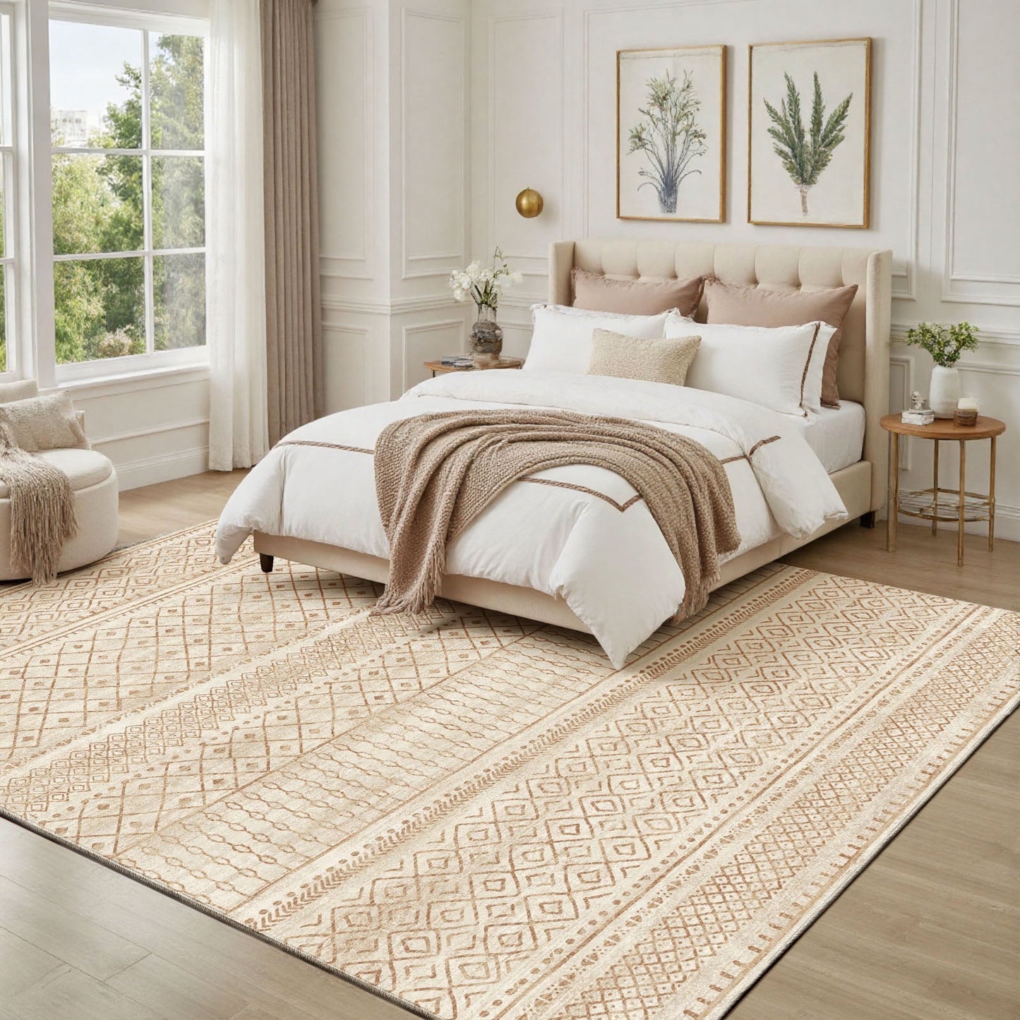 CHITOOMA 6'x9' Area Rugs for Living Room, Washable Rugs Boho Soft Geometric Bohemian Carpet Indoor Rug for Bedroom Dining Room Office Nonslip Foldable Rug