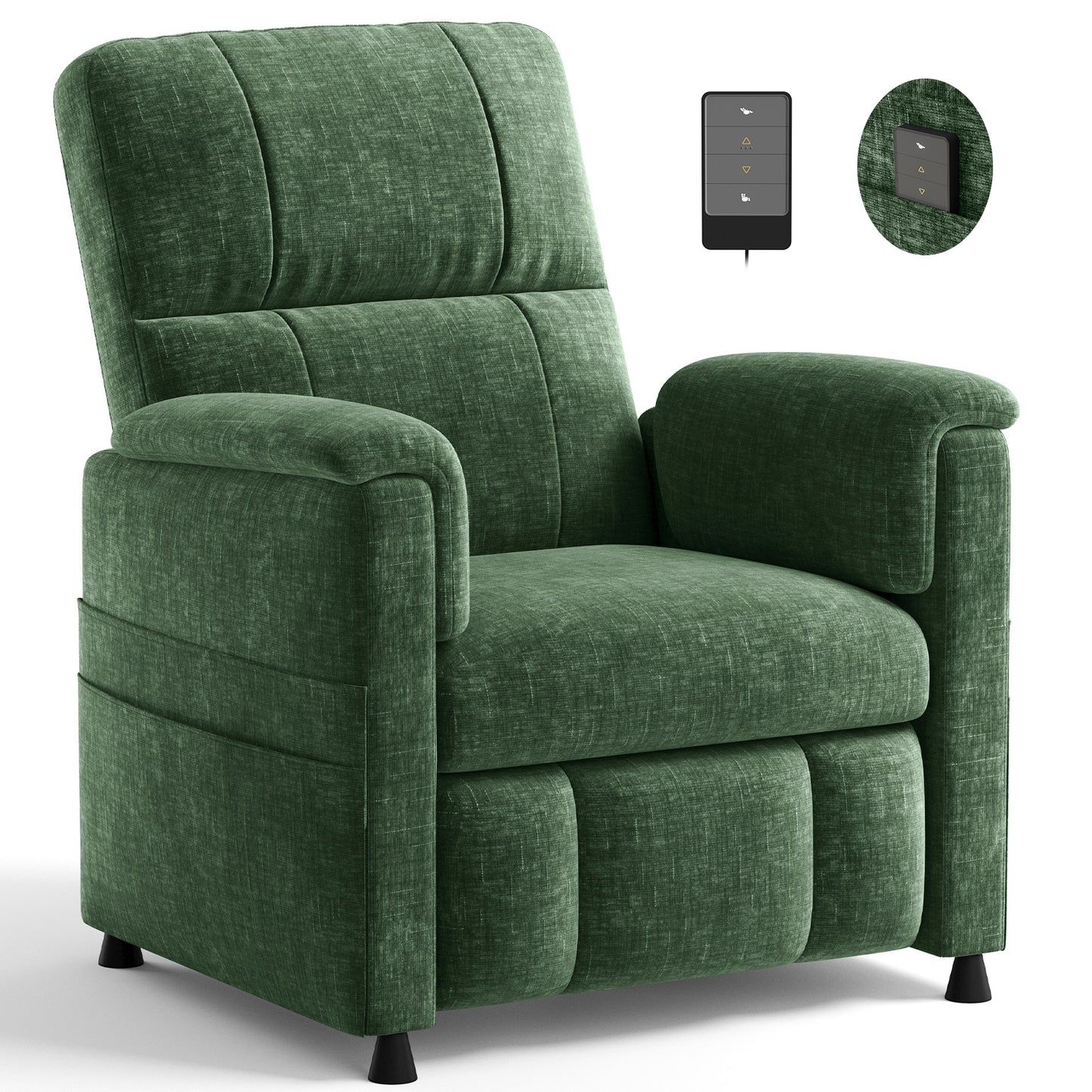 CHITOOMA Power Recliner Chair for Adults, Electric Recliner with Adjustable Backrest & Footrest, Remote Control, Chenille Fabric, High Back, Thick Cushion for Living Room,Bedroom,Home Theater,Green