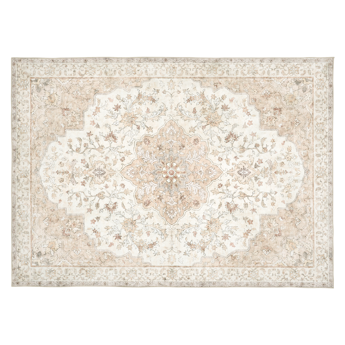 CHITOOMA 2'x3' Boho Runner Rug for Hallway, Machine Washable Stain Resistant Non-Shed Carpet, Floral Runner Rug with Non-Slip Backing for Kitchen, Entryway, Bedroom, Laundry, Bathroom