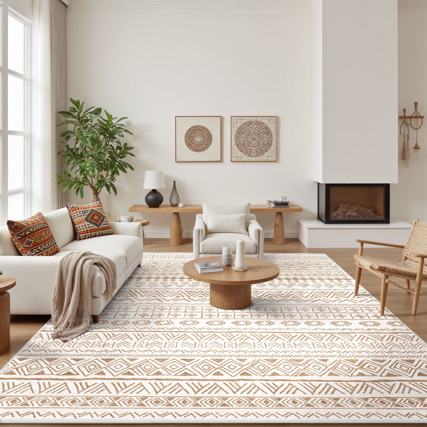 CHITOOMA 5'x7' Area Rugs for Living Room, Washable Rugs Boho Soft Geometric Bohemian Carpet Indoor Rug for Bedroom Dining Room Office Nonslip Foldable Rug