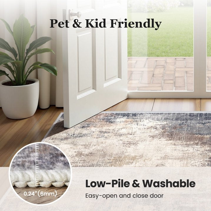 CHITOOMA 8'x10' Area Rugs for Living Room, Machine Washable Abstract Distressed Rugs Indoor Neutral Carpet Rugs for Bedroom Dining Room Office with Non-Slip Backing, Stain Resistant Non-Shed