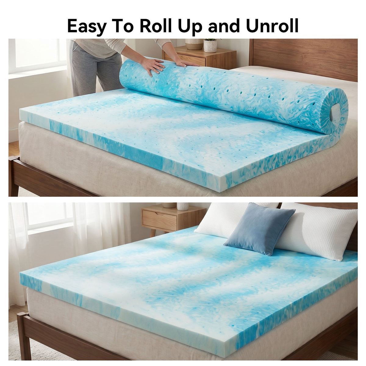 CHITOOMA 2 Inch Twin Memory Foam Mattress Topper, Cooling Gel Infused Foam Mattress Topper for Pressure Relief& Enhanced Sleep Comfort, CertiPUR-US and Oeko-TEX Certification